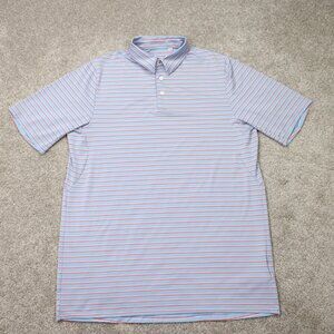 Kjus Polo Shirt Mens 50 US Medium Blue/Red Soren Multistripe S/S Pullover